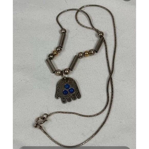 Sterling & Gold Plated Hand Charm Necklace - Picture 11 of 15